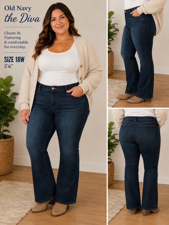 Old Navy Denim - Old Navy The Diva Bootcut Jeans Plus Size 18 long Dark Wash Stretch Denim